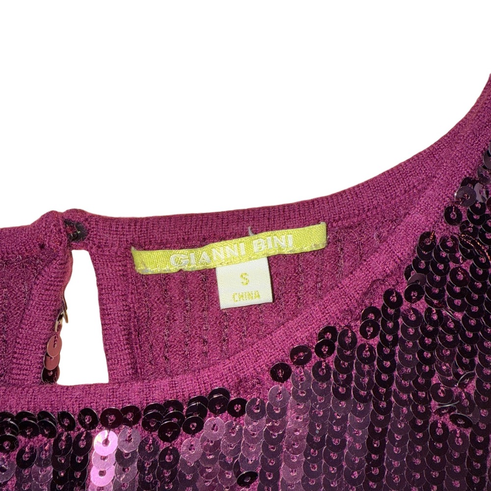 EUC Gianni Bini Women's Purple Sequin Neckline Sleeveless Knit Dress Size S - Picture 3 of 5